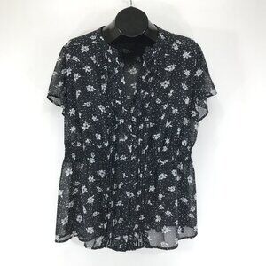 Torrid Floral Print Ruffle Blouse Women's Plus 2/2X Sheer Lightweight Career